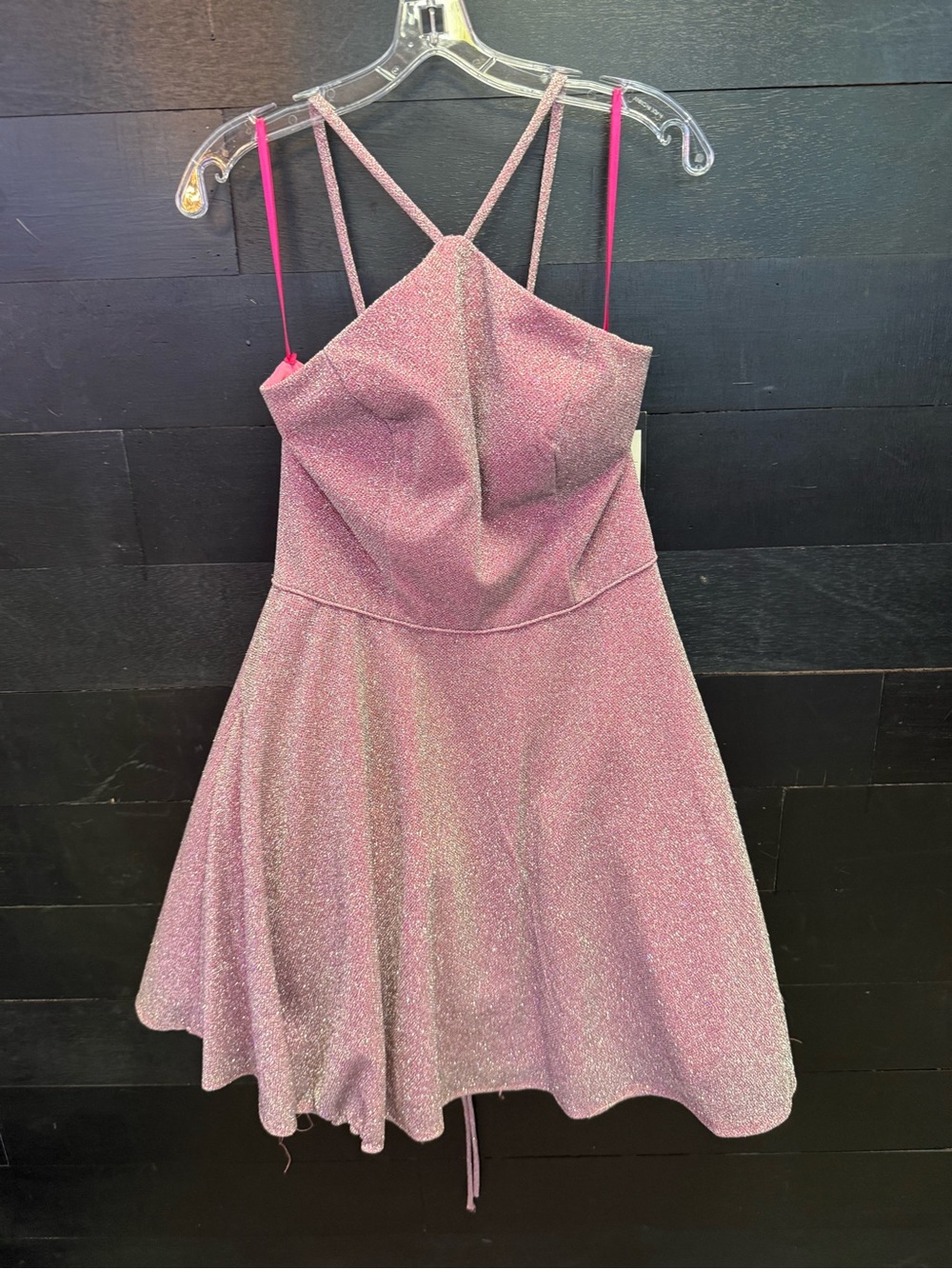 Girls' Sparkle Pink Party Dress with Crisscross Straps